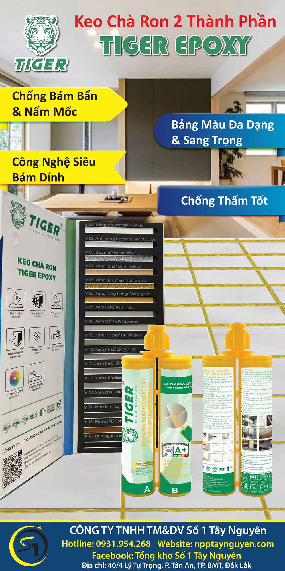 Keo Chà Ron Epoxy 2 Thành Phần Tiger – Giải Pháp Tối Ưu Cho Mạch Gạch Bền Đẹp
