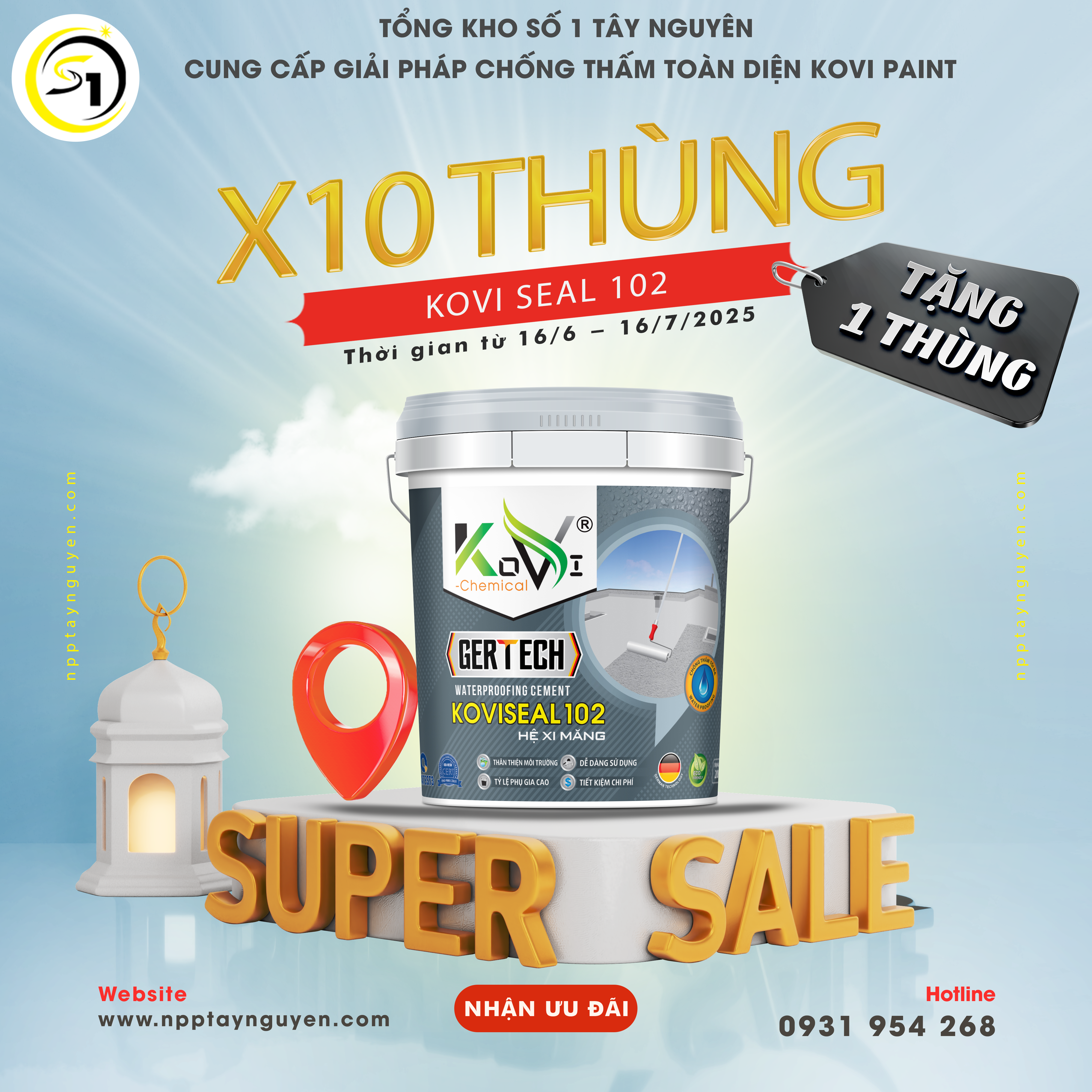 CHƯƠNG TRÌNH ƯU ĐÃI LỚN – MUA 10 TẶNG 1 CHỐNG THẤM KOVI SEAL 102